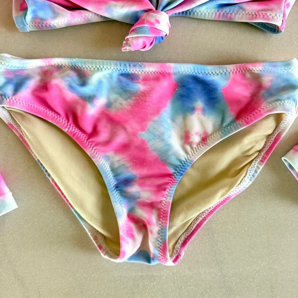 Shade Critters Girls Cropped Cotton Candy 2pc Rashguard Bikini Set – Size 7